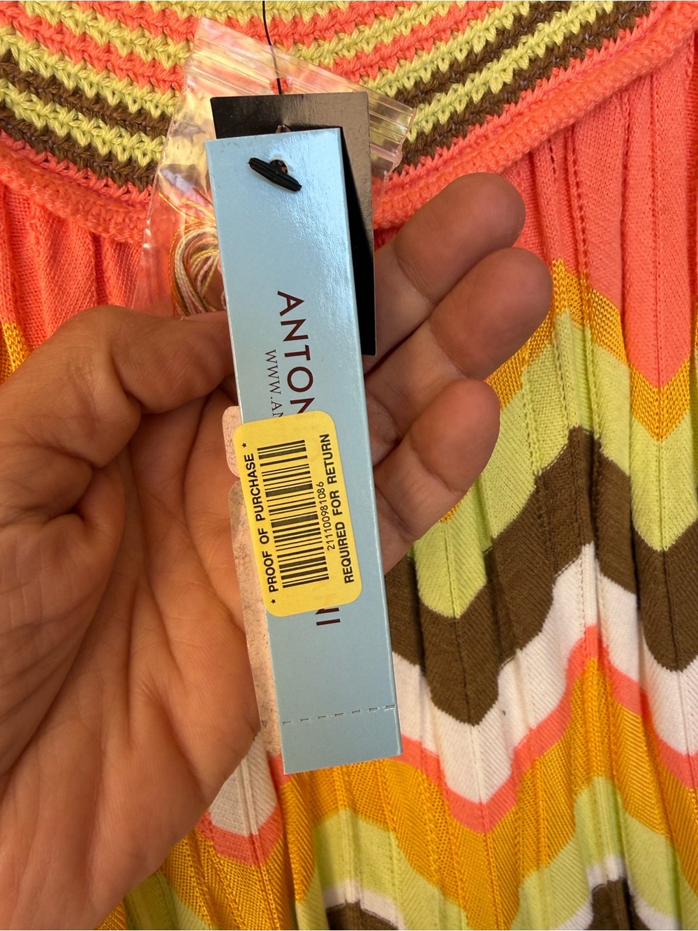 ANTONIO MELANI Multicolor Striped Chevron Knit Dress Size Large (NWT) - Picture 5 of 8
